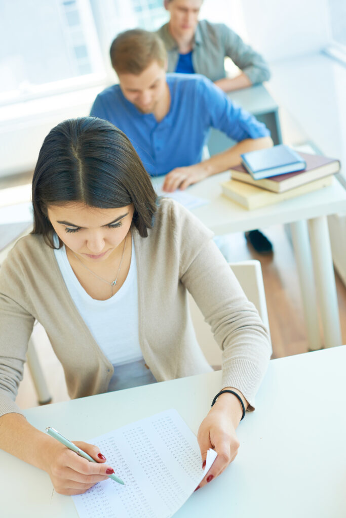 girl checking her exam